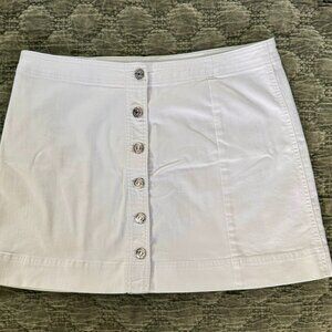 Tommy Bahama Ella Twill Skirt White Size 12 Button Front Cotton Blend 16" Long